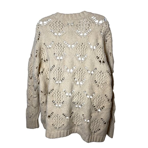 American Eagle Oversized Knit Cream Sweater, L, Crew Neck - Picture 2 of 8